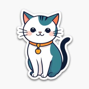 Cute Cat Sticker Pack – 6 PNG Digital Download