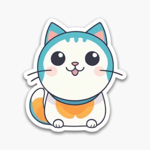 Happy Cat Sticker Pack – 6 Digital PNG Illustrations