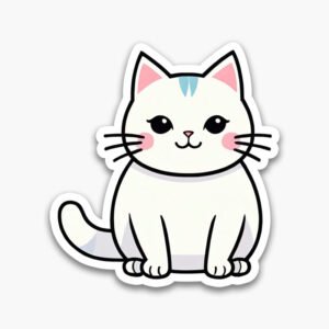 Elegant Cat Sticker Sheet – 6 Transparent PNGs
