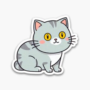 Cute Cat Poses Stickers – 6 PNGs Instant Download