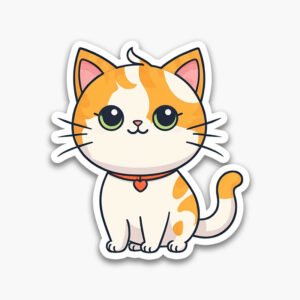 Cat Aesthetic Stickers – 6 PNGs for Planners & Journals