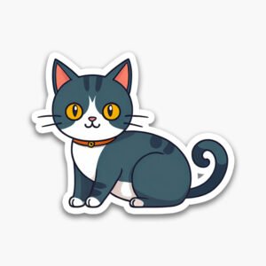 Black & White Cat Stickers – Minimal Digital Design
