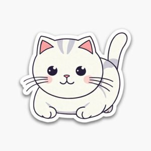 Cute & Cool! Minimal cat sticker PNG bundle—6 transparent files. Perfect for digital designs, planners & cute craft projects.