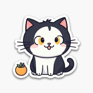 Cute & Minimal! Hand-drawn cat stickers in PNG format. Includes outlines and color design. Instant download for creative projects.