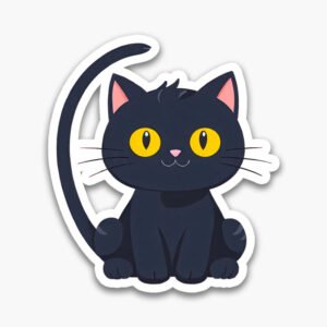 Cute & Bright! Hand-drawn digital cat stickers. 6 PNG files with outlines—premium quality and ready for creative projects.