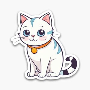 Bright & Fun! 6 cat sticker PNGs with outlines. Hand-drawn minimalist style. Ideal for digital planners & aesthetic design.