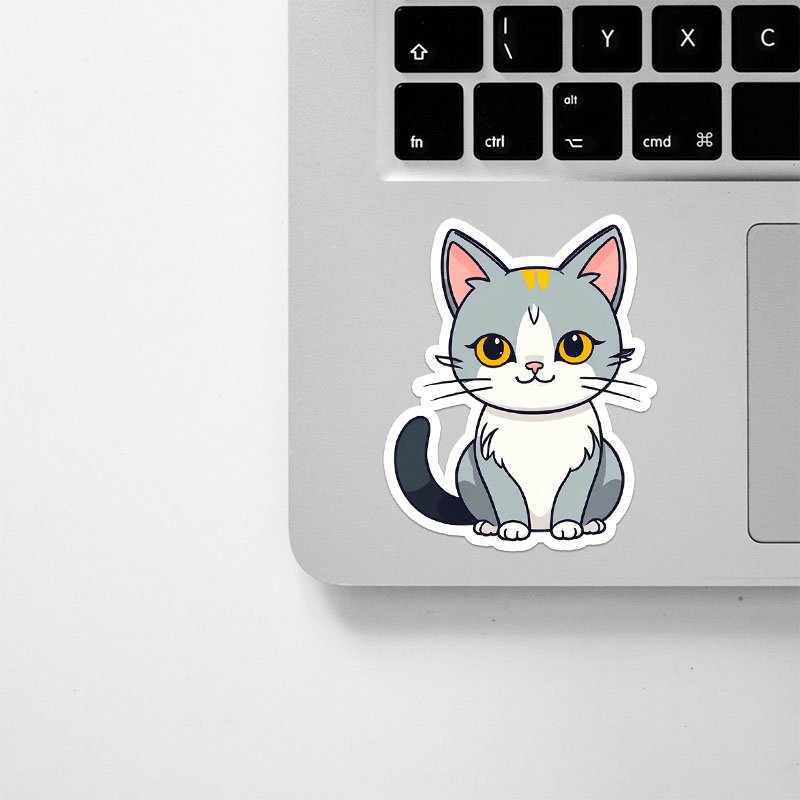 Cat Line Art Stickers | White Outline Digital Pack - Image 2