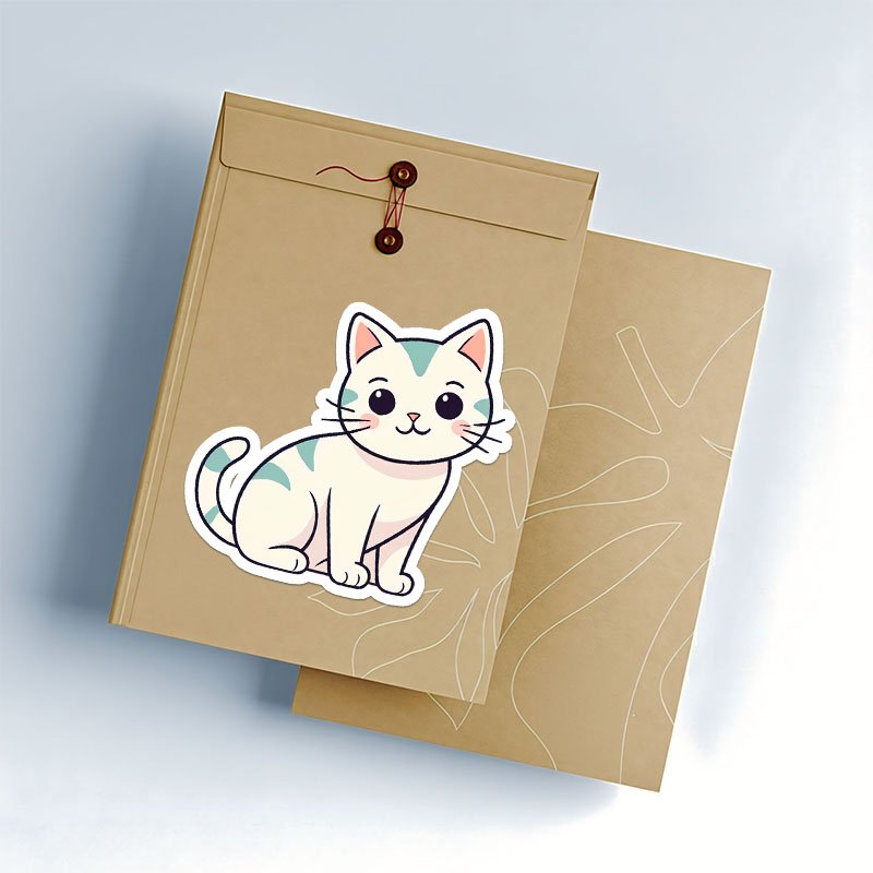 Minimal Cat Outline Stickers | Transparent PNG Set - Image 3