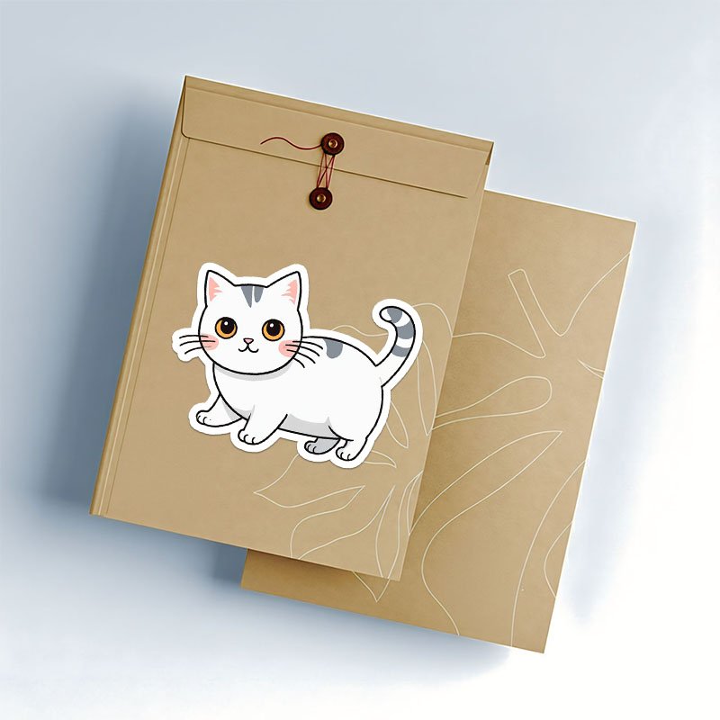 Kawaii Cat PNG Stickers | Minimal Line Art Bundle - Image 3