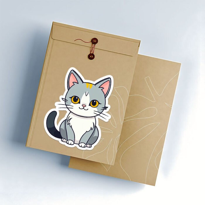 Line Sticker Cat Cat Line Art Stickers – White Outline Digital Pack