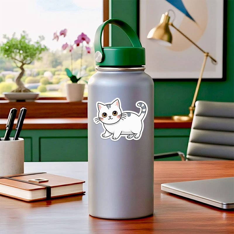 Kawaii Cat PNG Stickers | Minimal Line Art Bundle - Image 4