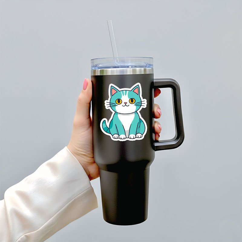 Hand-Drawn Cat Stickers | Cute Digital Outline Pack - Image 5