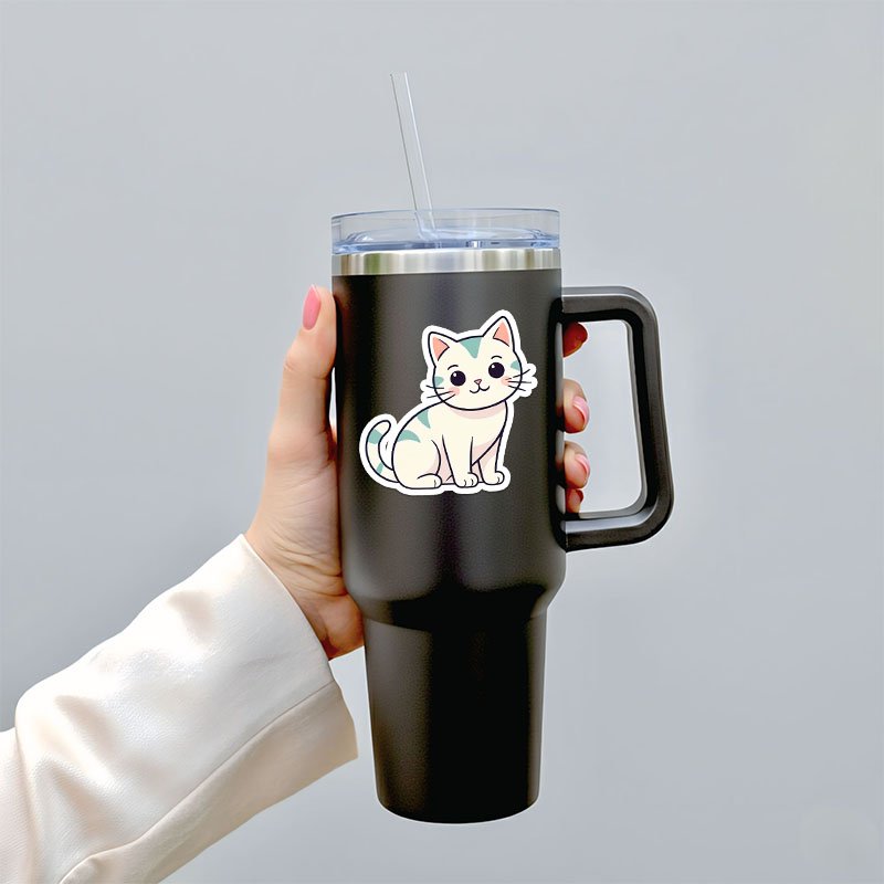 Minimal Cat Outline Stickers | Transparent PNG Set - Image 5