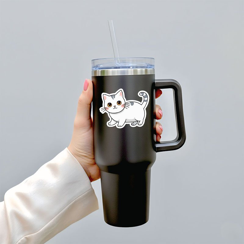 Kawaii Cat PNG Stickers | Minimal Line Art Bundle - Image 5