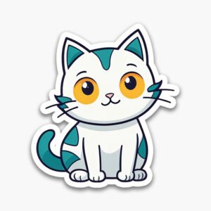 Cute & Fast! Minimalist cat sticker bundle—6 transparent PNGs. Perfect for digital projects and planner decoration.